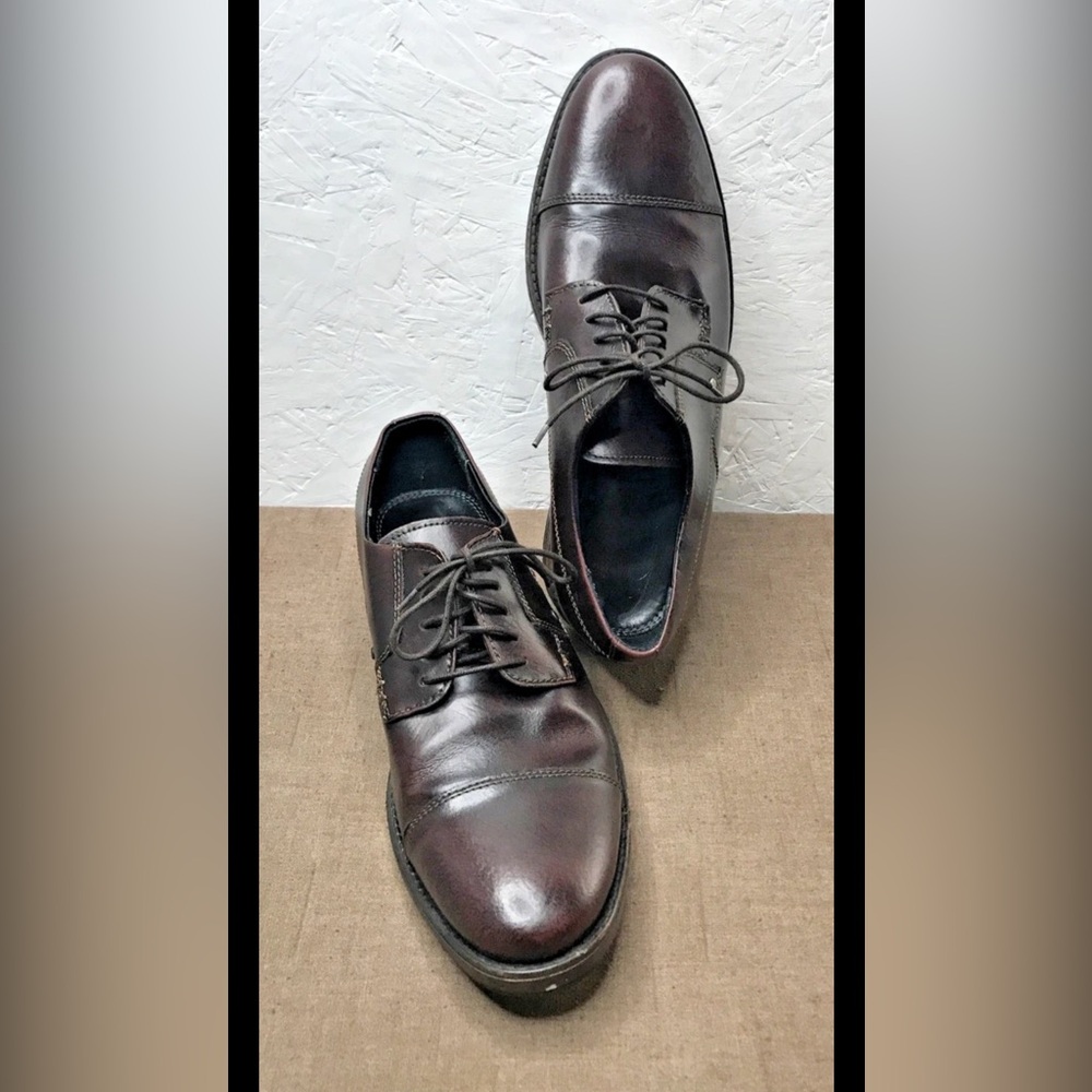 Clarks Denton Cap Toe Men's Derby Shoes Brown Leather Size 10.5M Made in India